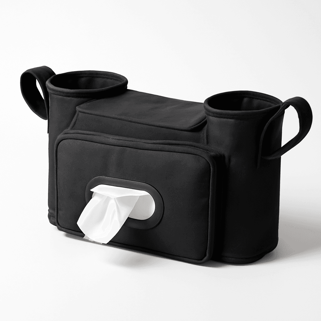 Stroller Organizer Large Storage Space with Cup Holder & Easy Access Wipes Pocket