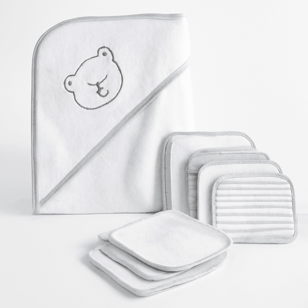 Baby Unisex Baby Hooded Towel and Five Washcloths