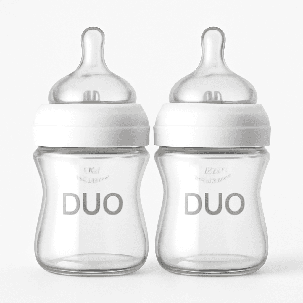 Duo 5oz. Hybrid Baby Bottle with Invinci-Glass Inside/Plastic Outside 2-Pack with Slow Flow Anti-Colic Nipple
