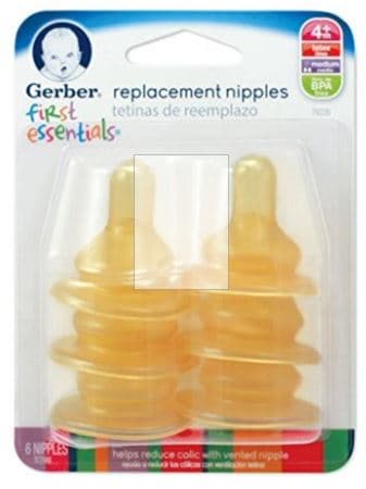 4 Pack First Essentials Latex Nipples 6 ea