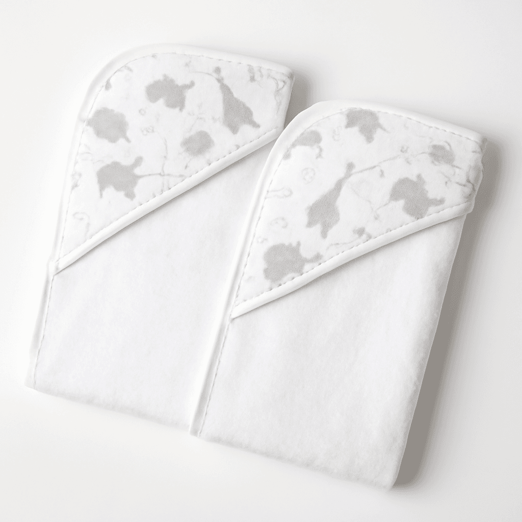 Baby 2 Pack Soft Terry Towel with Muslin Printed Hood
