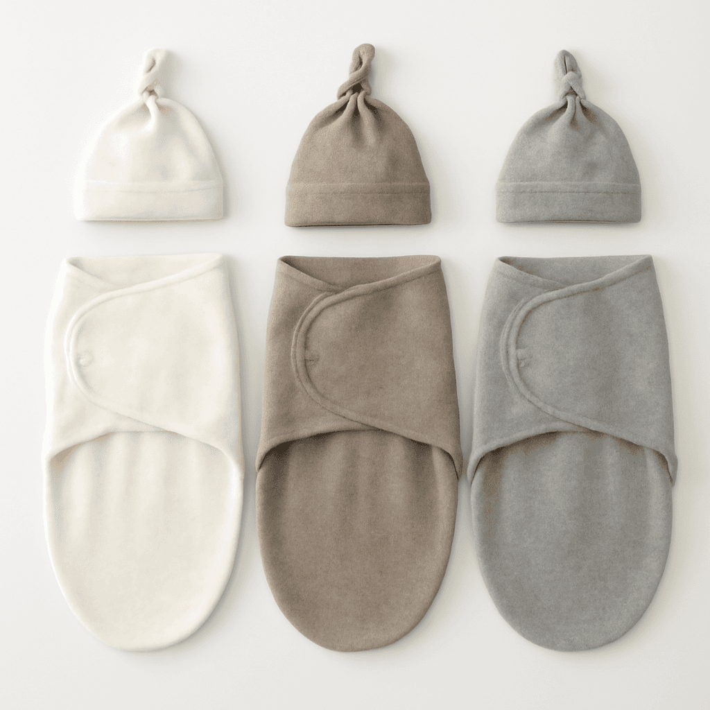 Baby BlanketsNewborn Baby Sleep Swaddle BlanketNewborn Baby Beanie HatPack of 3 Sets