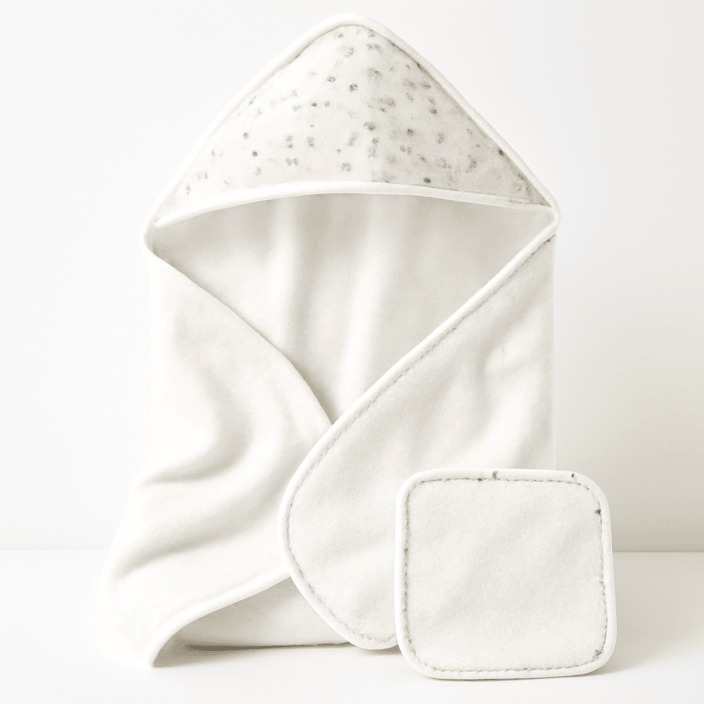 Unisex Baby Organic Cotton Hooded Towel & Washcloth Set Bandana