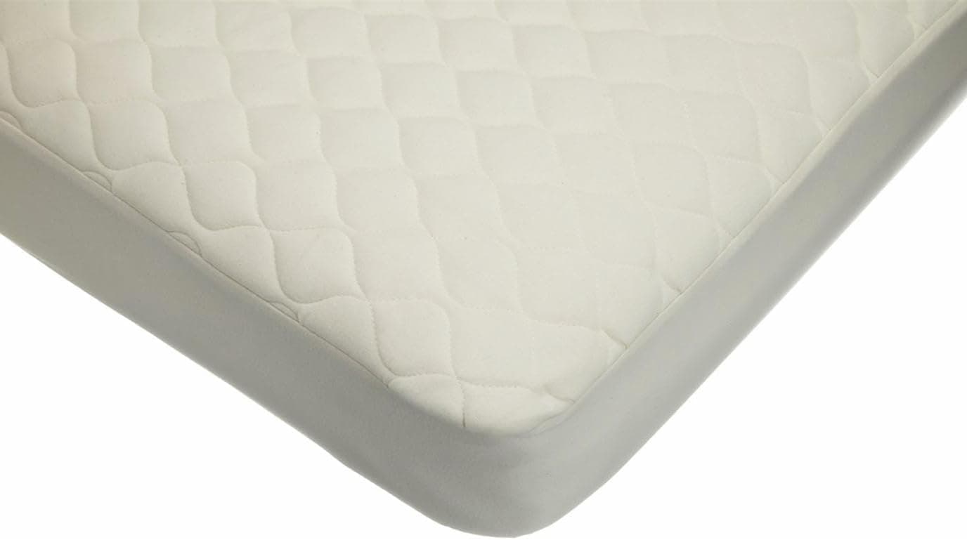 Waterproof Quilted Crib and Toddler Size Fitted Mattress Cover made with Organic Cotton Natural Color