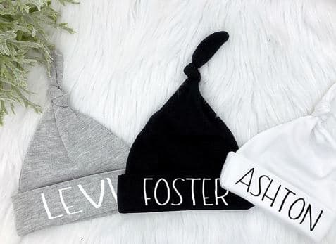 SQUISHY CHEEKS PERSONALIZED INFANT BABY HAT WITH NAME