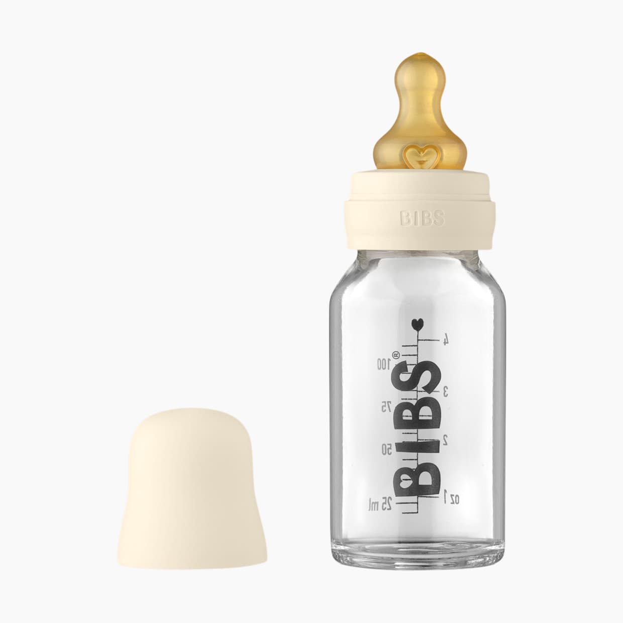 Baby Glass Bottle Complete Set with Natural Rubber Nipple
