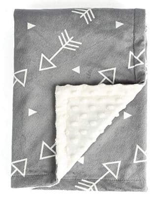 Baby Blanket Super Soft Minky with Double Layer Dotted Backing Little Grey Arrows Printed 30 x 40 Inch Receiving Blankets