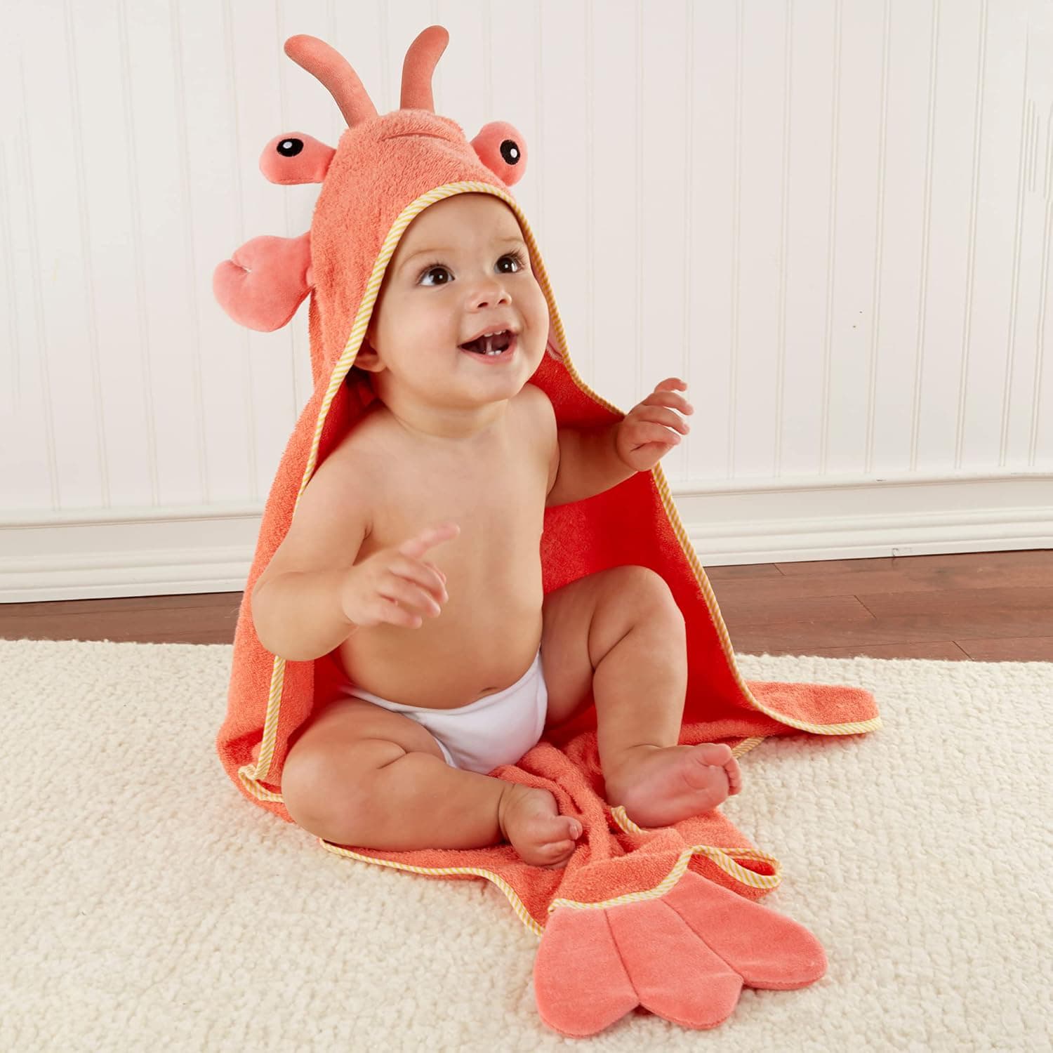 Baby Boys Lobster Laughs Hooded Towel