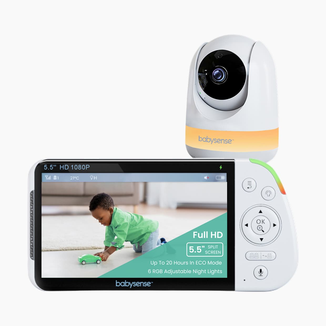 1080p Full HD Split-Screen Baby Monitor