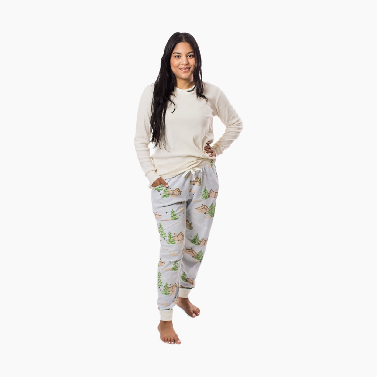 Womens Winter Cabin Matching Family Pajama Set