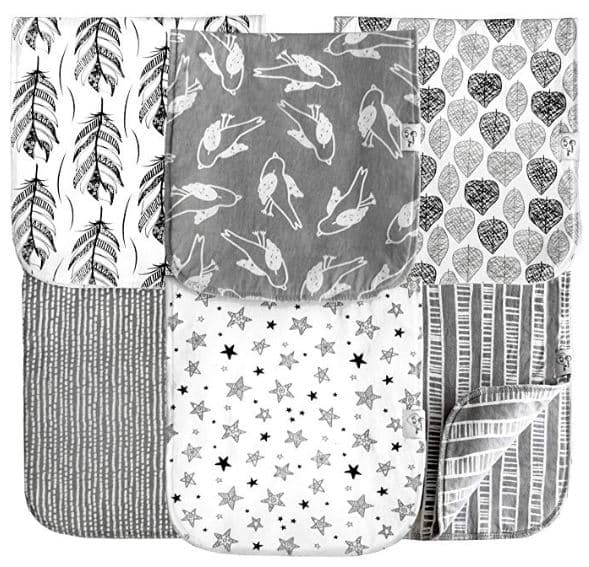 Baby 6 Pack Extra Large Organic Reversible Cotton Burp Cloths