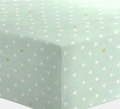 Designs Mint and Gold Triangles Crib Sheet