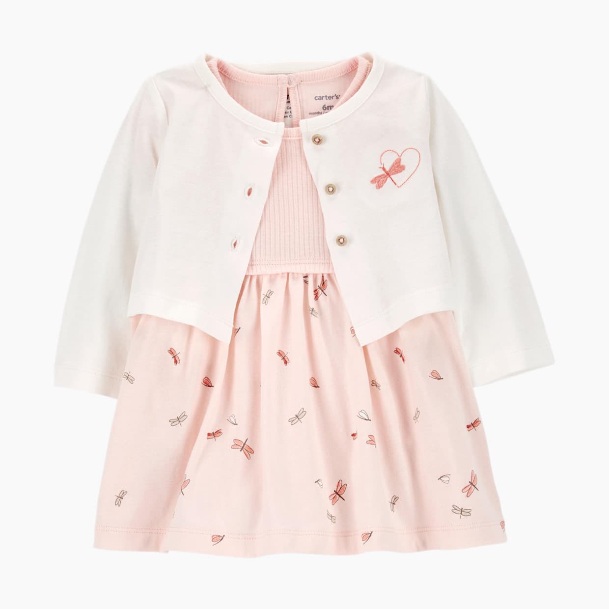2-Piece Bodysuit Dress & Cardigan Set