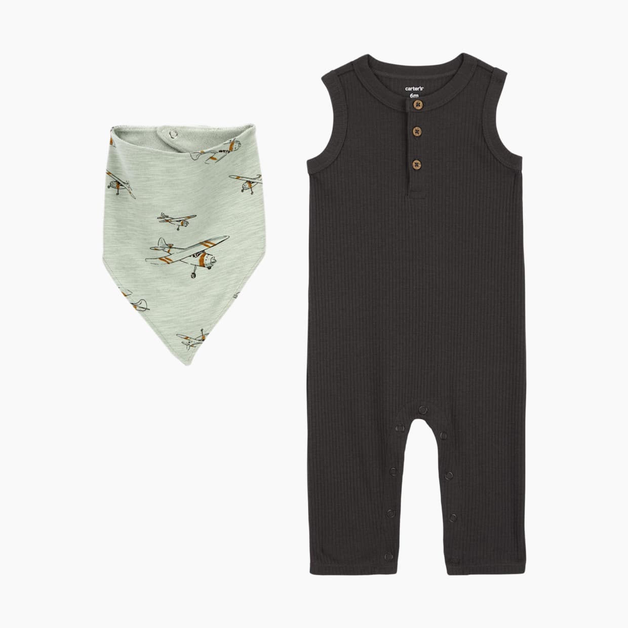 2-Piece Drop Needle Jumpsuit & Bandana Bib Set