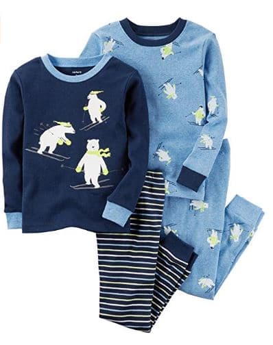 Boys 12 Months-8 4 Piece Dog and Bear Face Pajama Set (12 Months Blue Bear)