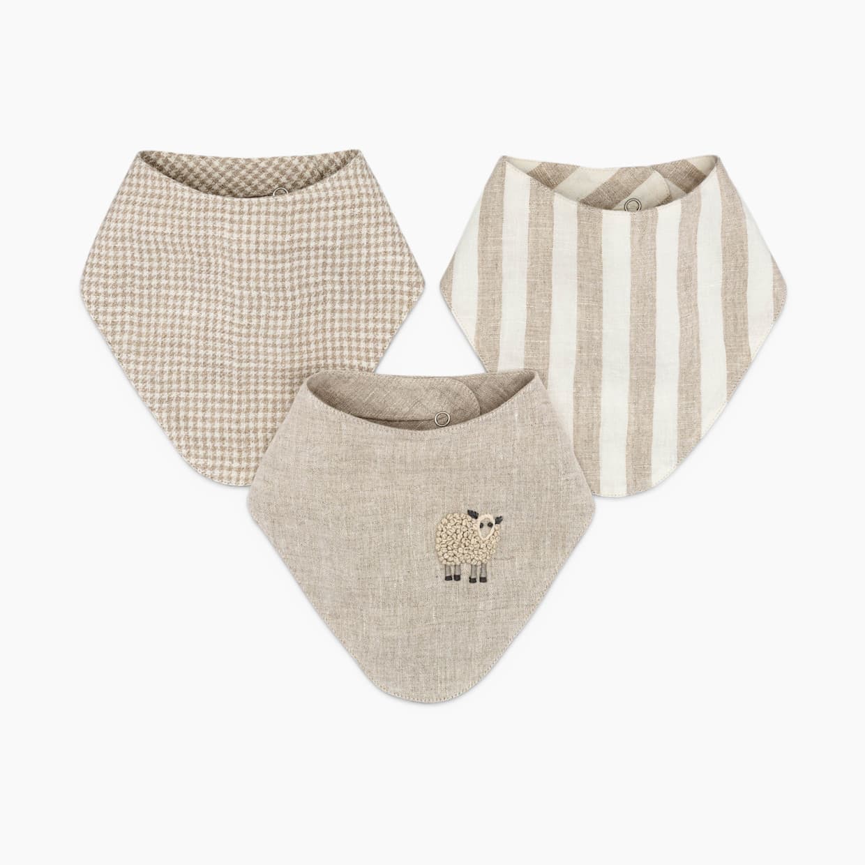 Finley 3-Piece Linen Lamb Bib Set
