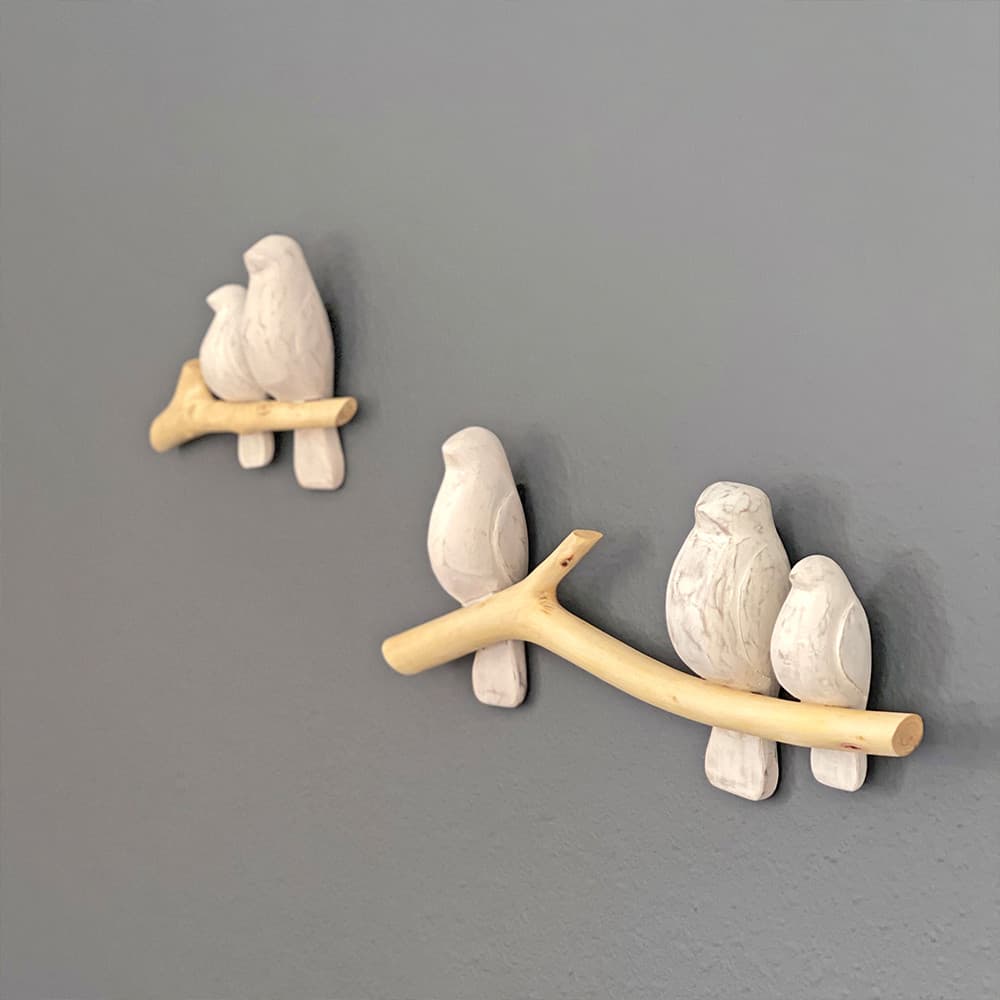 Hand Carved Birds Wall Decor