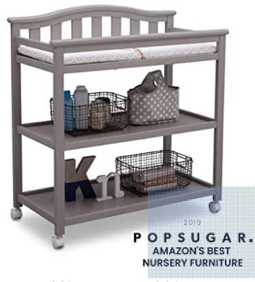 Children Bell Top Changing Table with Casters Grey