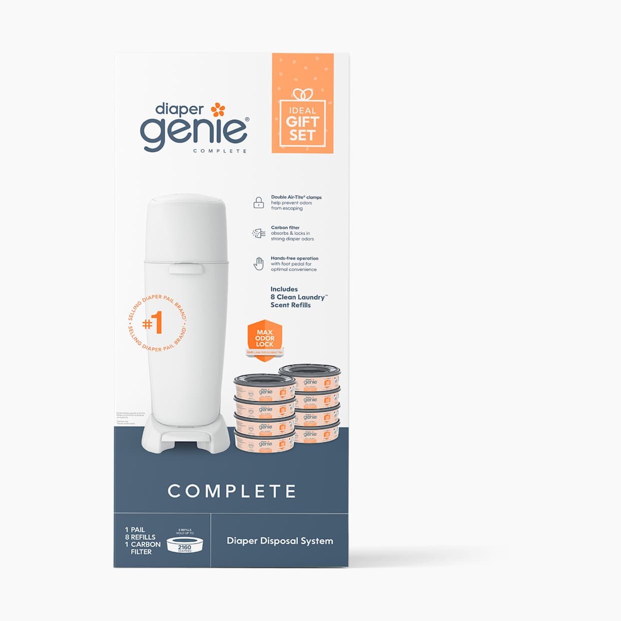 Diaper Complete Diaper Pail Registry Gift Set with 8 Refill Bags