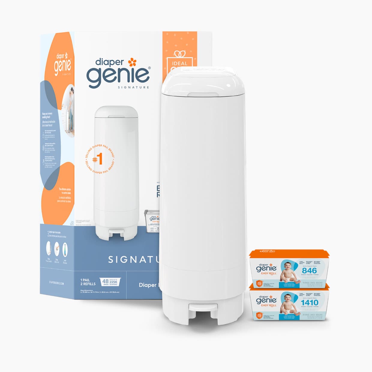 Diaper Signature Diaper Pail Gift Set with 48 Refill Bags
