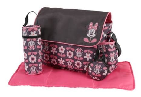 Minnie Mouse Multi Piece Duffle Diaper Bag with Flap Floral Print