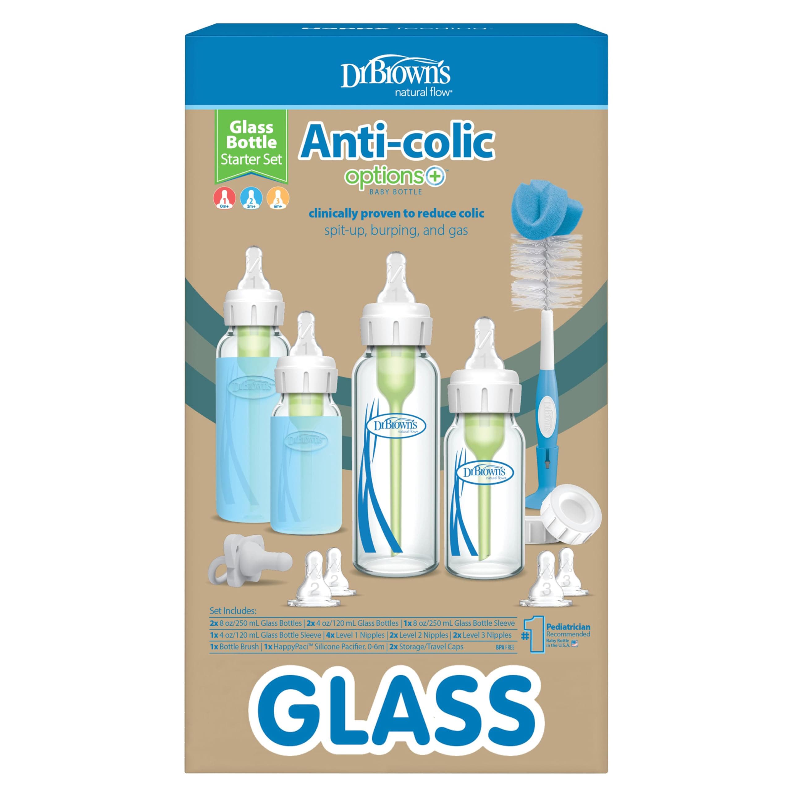 Options+ Glass Narrow Anti-Colic Baby Bottle Gift Set