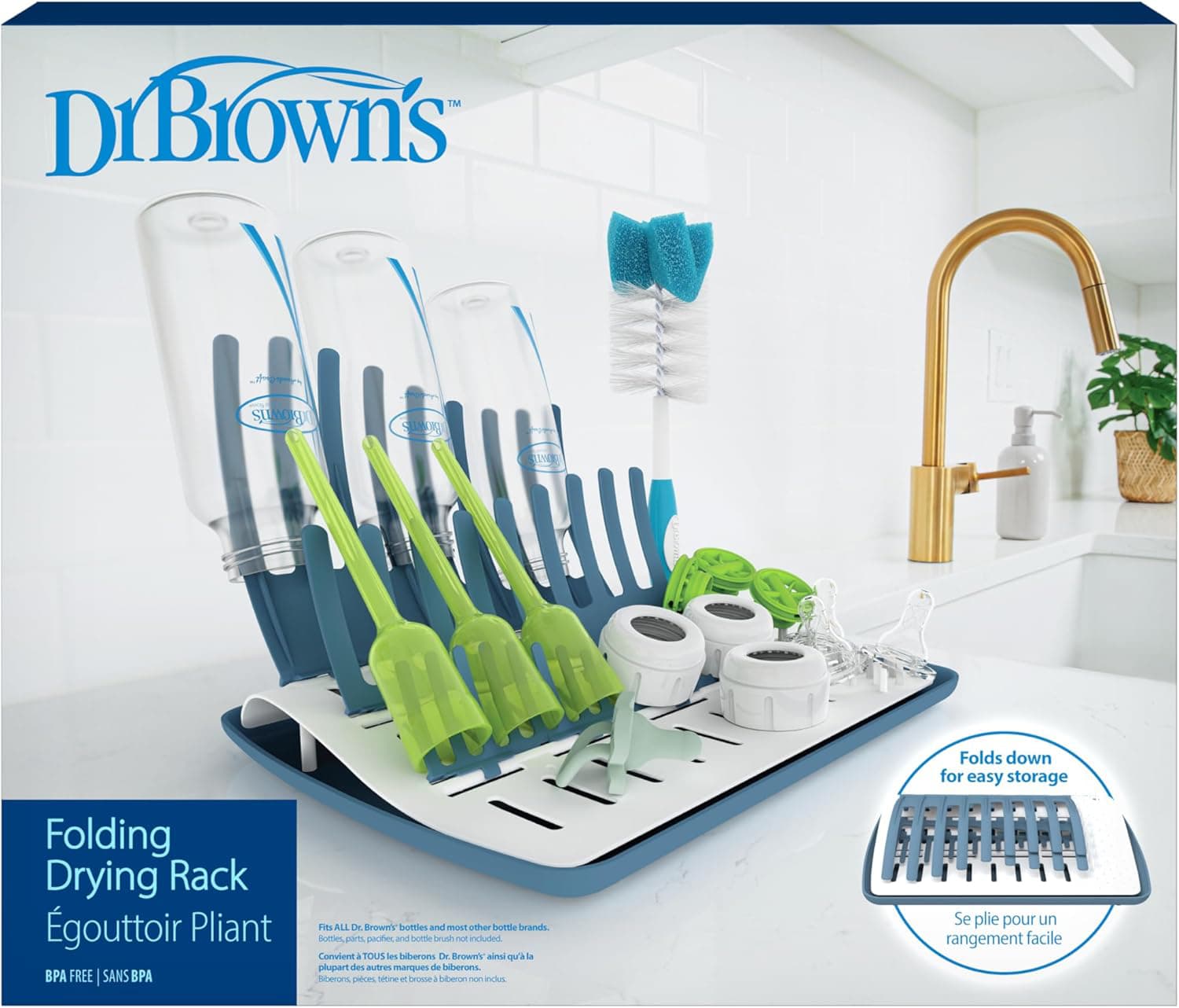 Universal Baby Bottle and Accessory Drying Rack for Storage