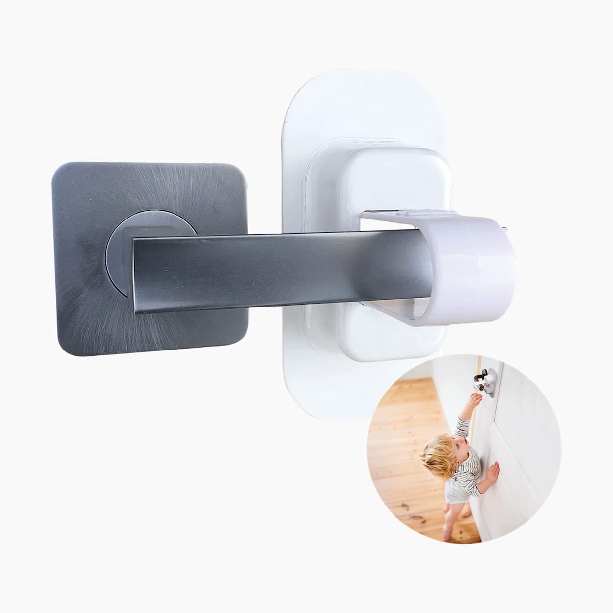 Adhesive Lever Door Handle Lock (2 Pack)