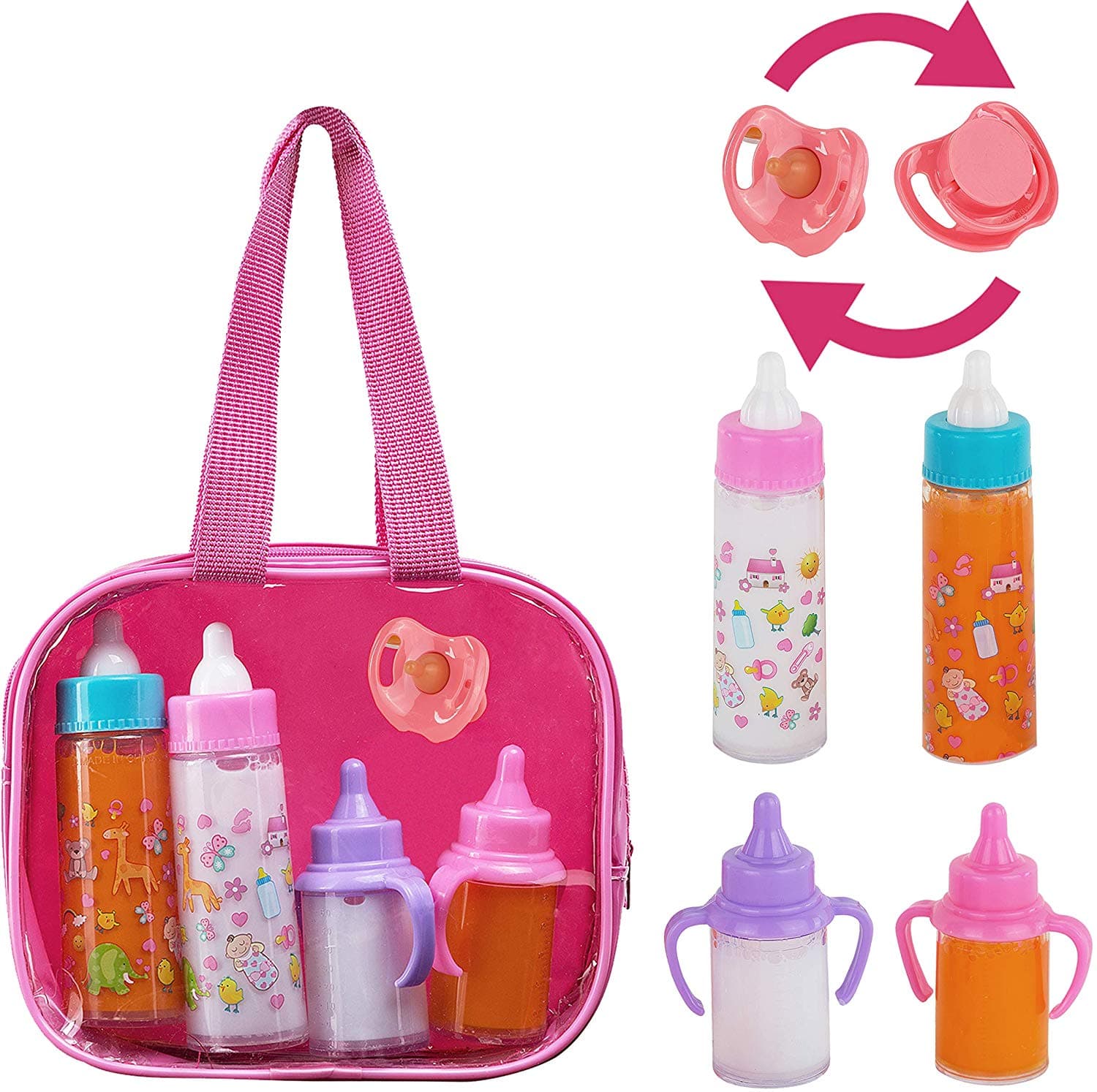 N KOLOR My Sweet Baby Disappearing Doll Feeding Set Baby Care 4 Piece Doll Feeding Set for Toy Stroller