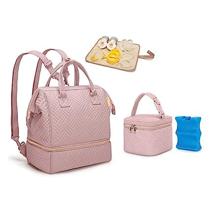 Pump Carrying Bag Backpack Bundle with Baby Bottle Cooler Bag