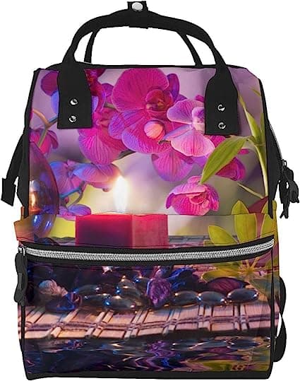 In Fountain Massage Stones And Bamboo Printed Diaper Bag Backpack
