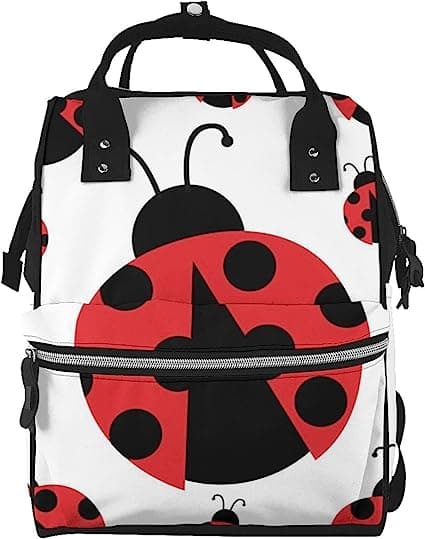 Ladybug Printed Diaper Bag Backpack