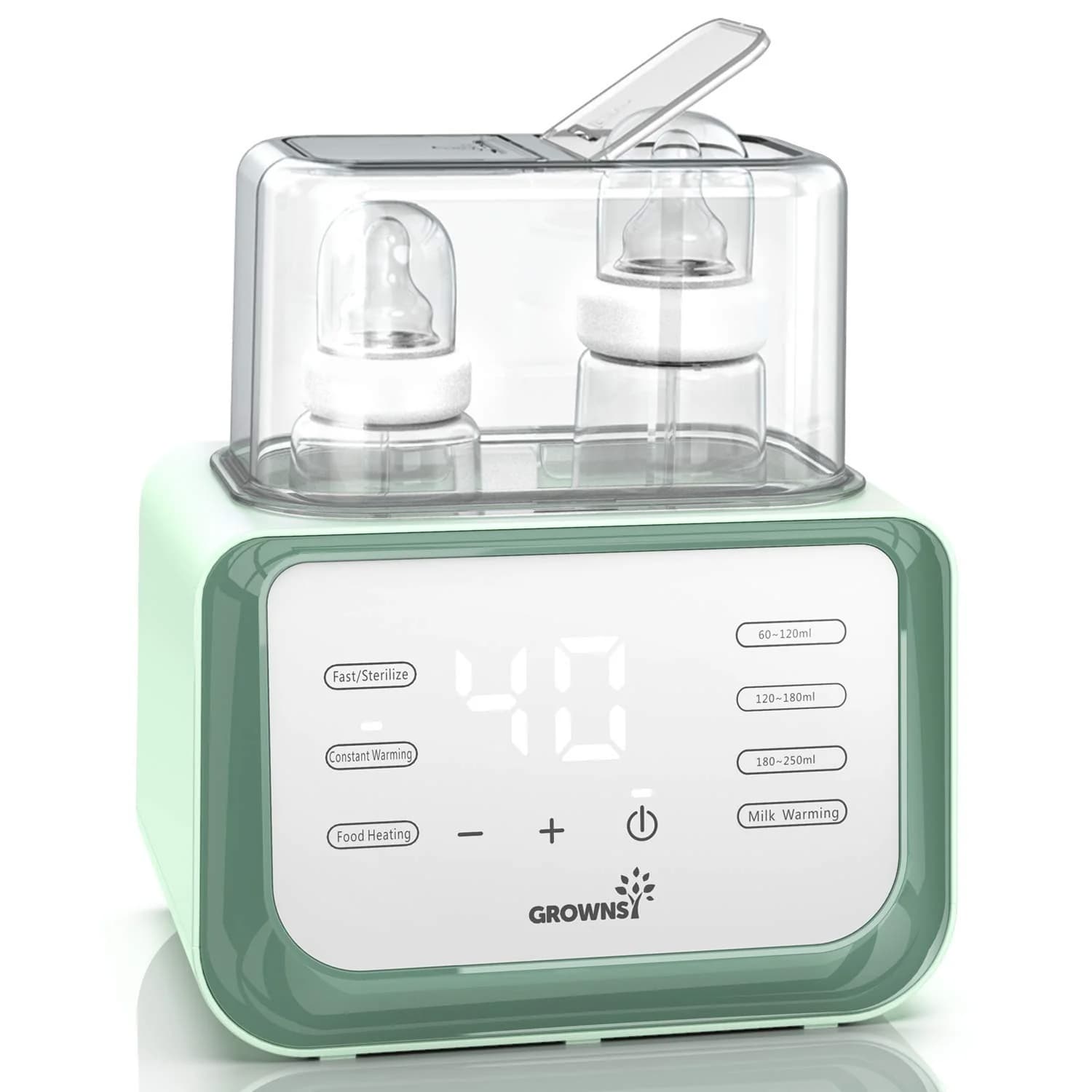 Green 8-in-1 Fast Baby Bottle Warmer with Dual Bottle Capacity