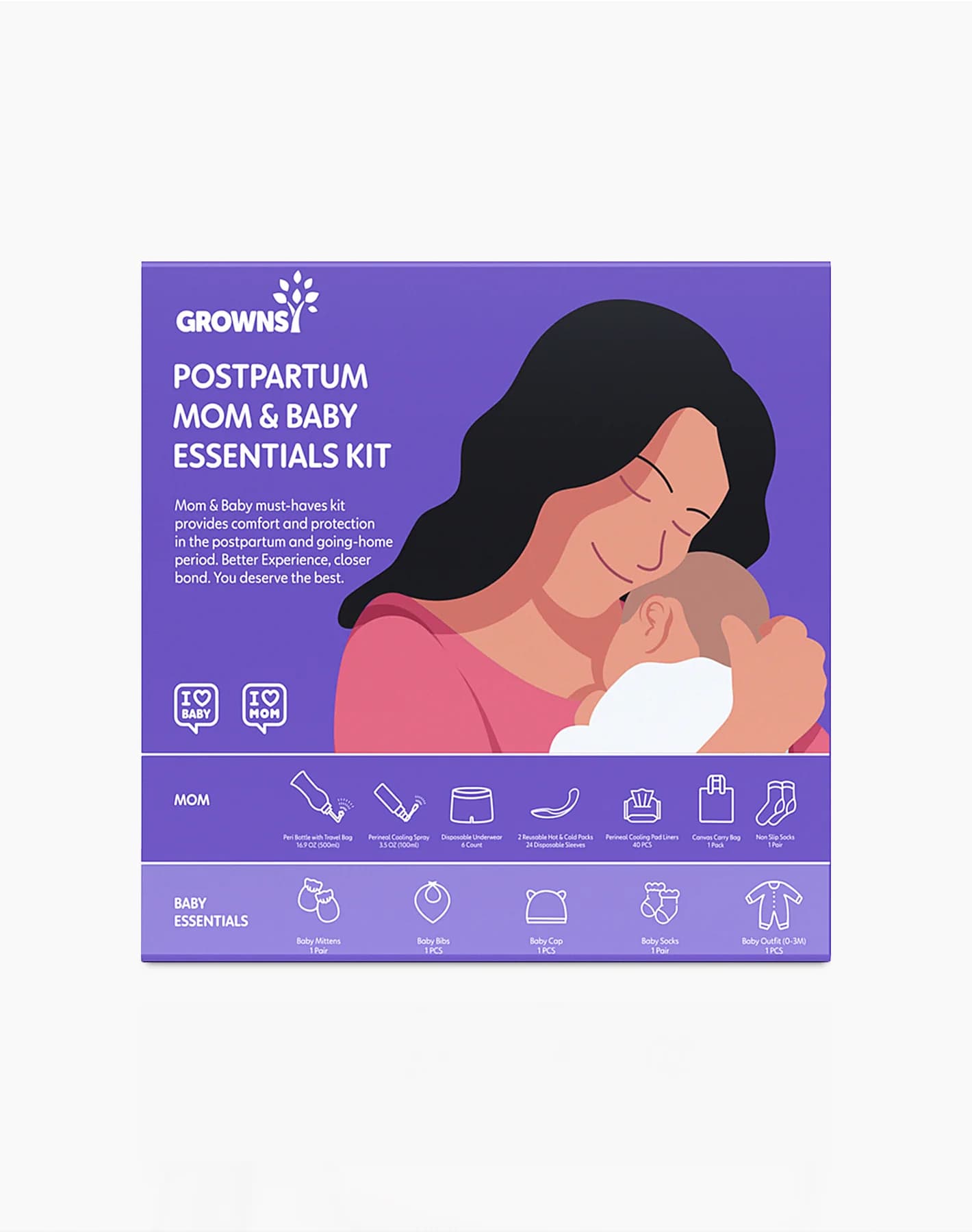 GROWNSY Postpartum Mom & Baby Essential Kits