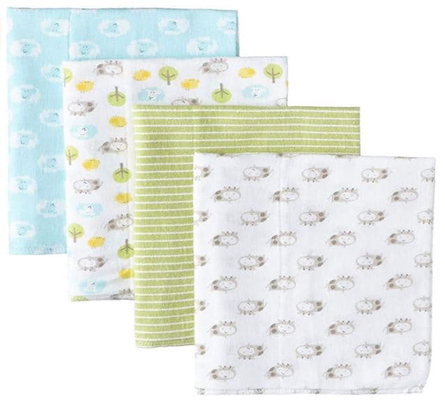 Unisex Baby 4 Pack Flannel Burp Cloth