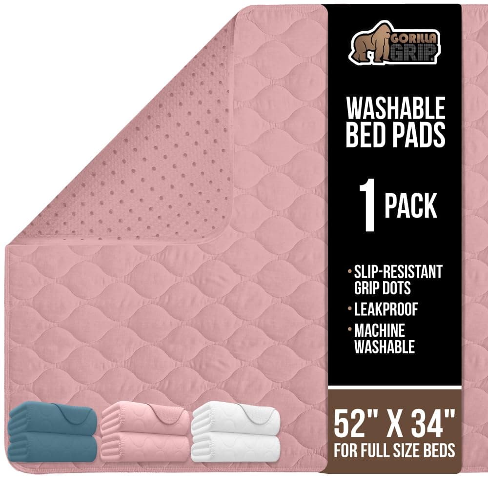 Grip Slip-Resistant Leak Proof Mattress Pad Protector 52x34 Absorbs 8 Cups Oeko Tex Certified Waterproof Bed Wetting Incontinence Cover Washable Hospital Grade Pads for Toddl