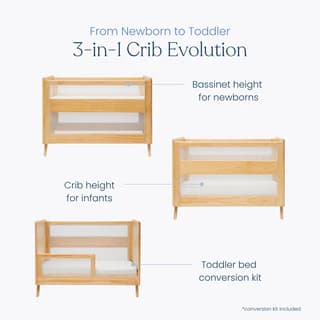 3-in-1 Breathable Mesh Convertible Crib with Conversion Kit