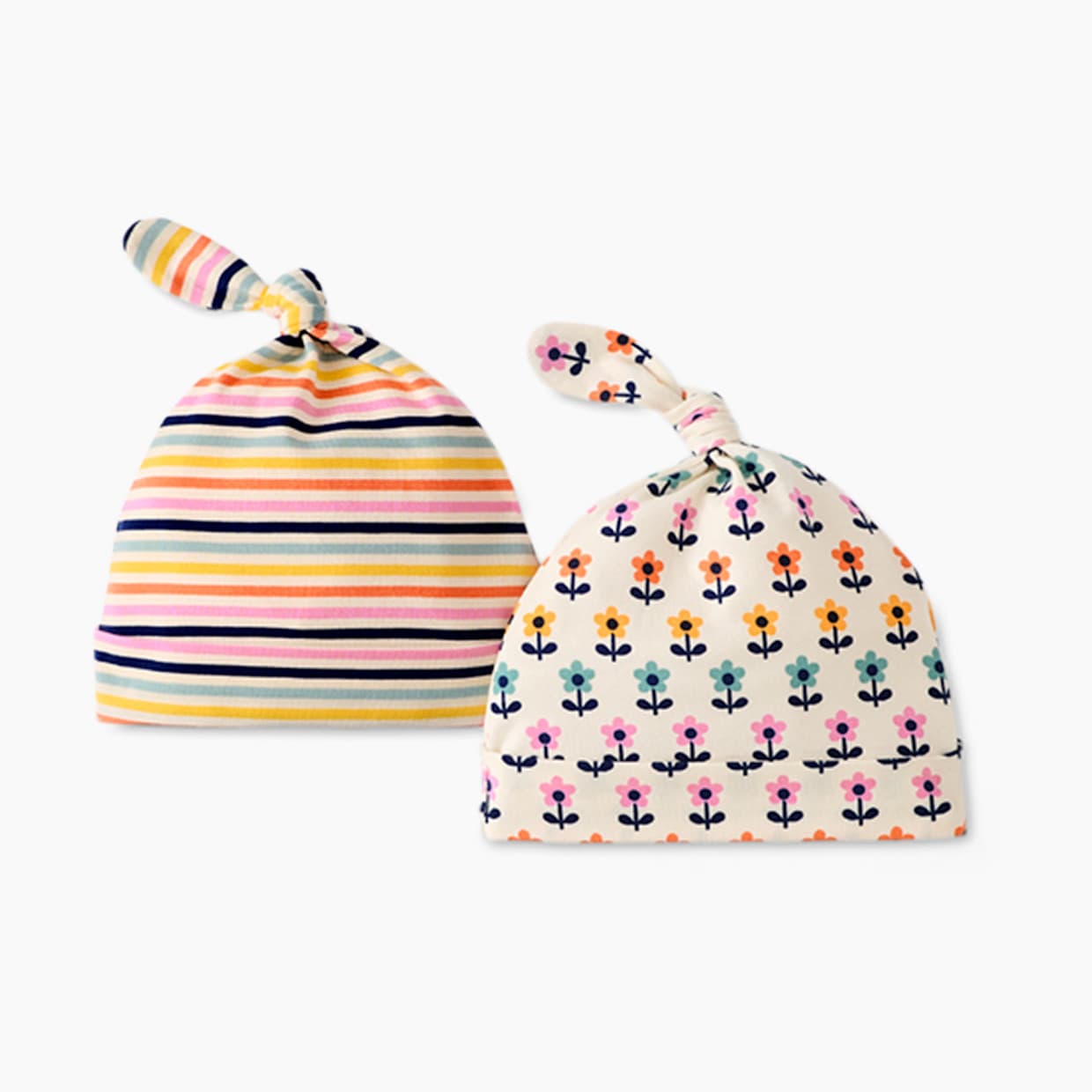 2-Pack Baby Layette Top Knot Beanie in HannaSoft™