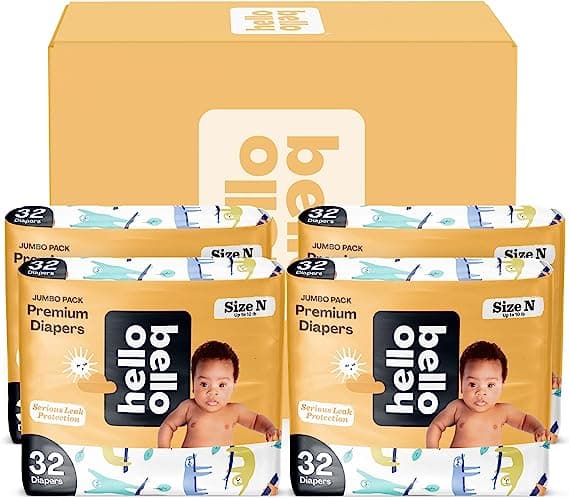 Bello Premium Baby Diapers Size Newborn 128 Count of Disposable