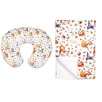 Nursing Pillow Cover and Minky Baby Blanket for Boy Girl