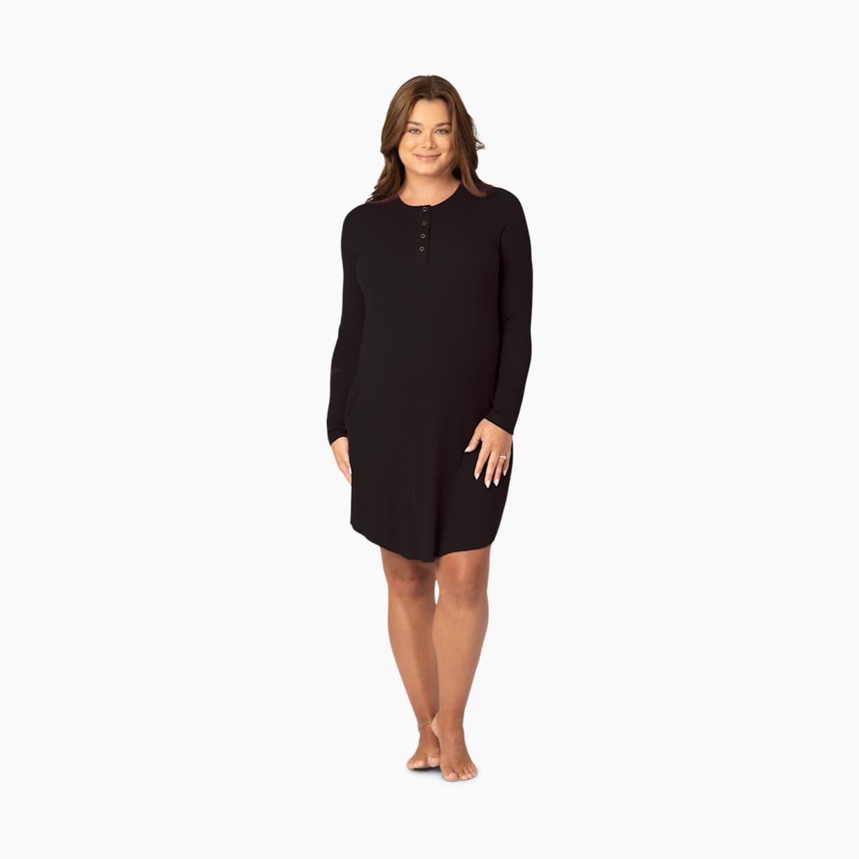 Riley Ribbed Bamboo Maternity & Nursing Nightgown