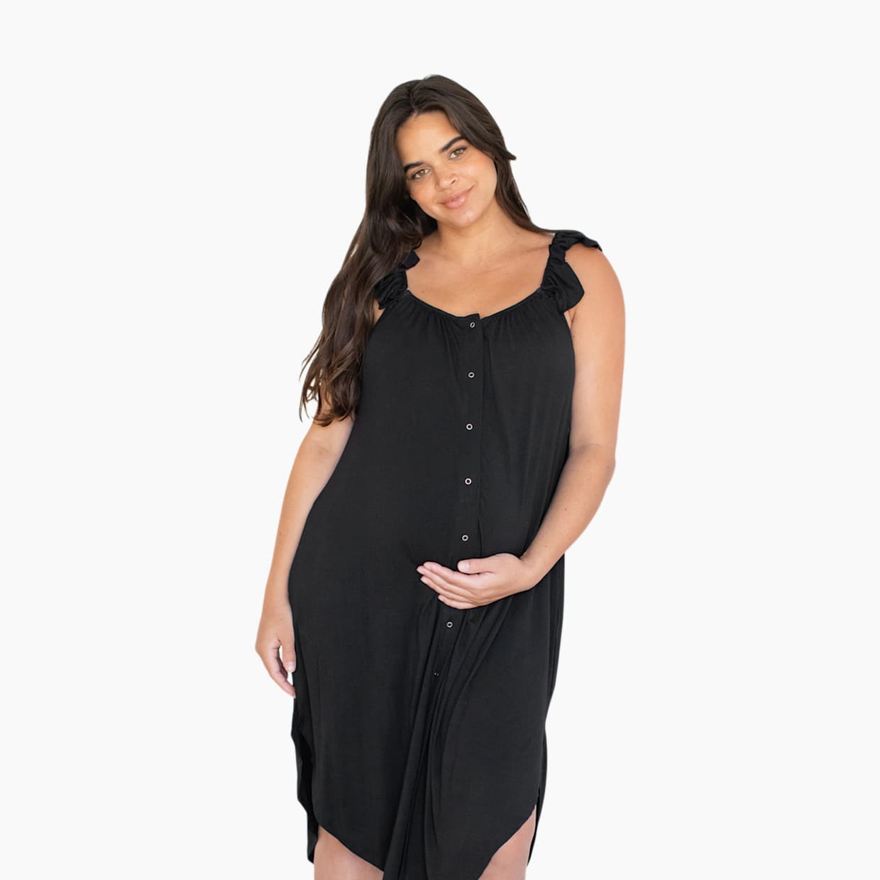 Ruffle Strap Labor & Delivery Gown