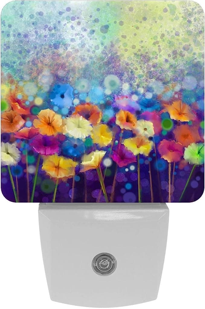 Watercolor Spring Floral Daisy Flower Plug in LED Night Light