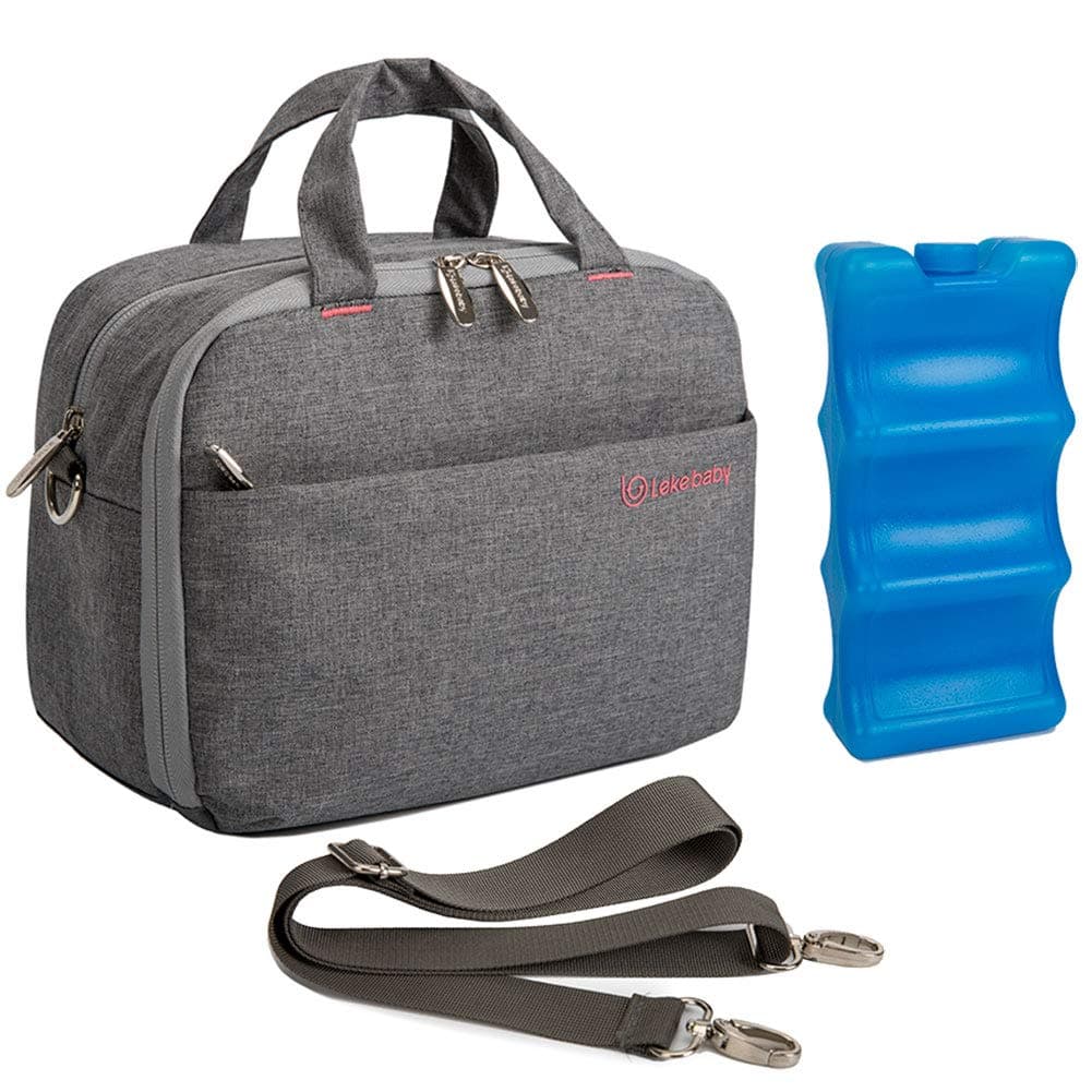 Breast Milk Cooler Bag with Contoured Ice Pack Fits 6 Breastmilk Baby Bottles Cooler Tote Bag for Nursing Mothers