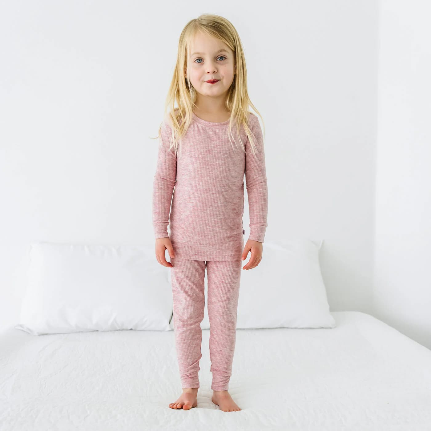 Heather Mauve Two-Piece Ribbed Pajama Set