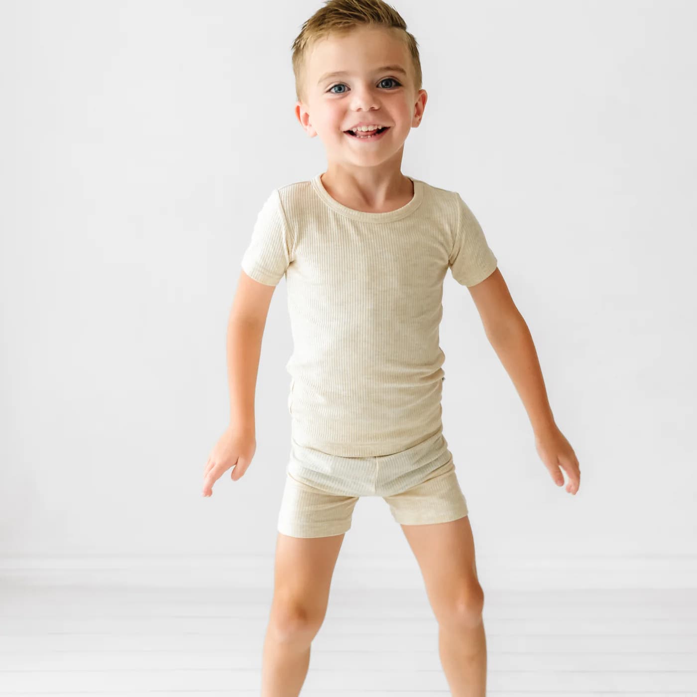 Heather Oatmeal Two-Piece Ribbed Pajama Set