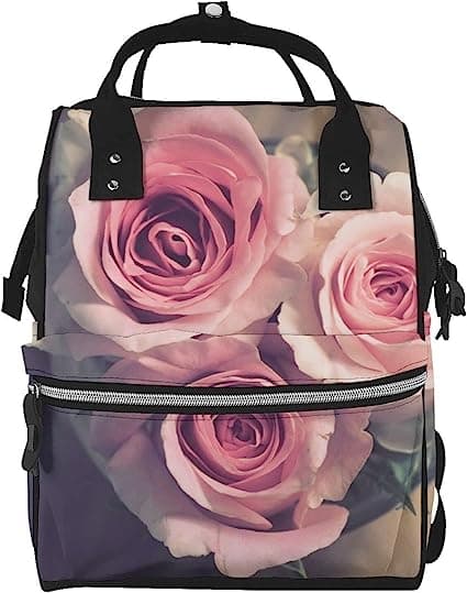 Pink Roses Printed Diaper Bag Organizing Pouches