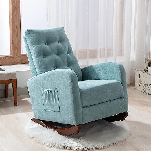 Mint Green Modern Tufted Accent Rocking Chair