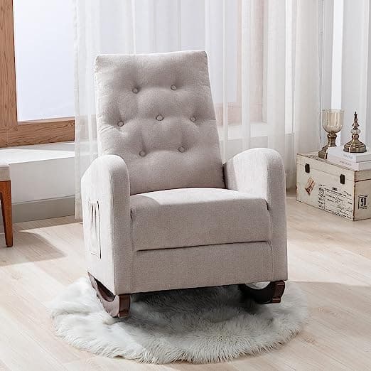Tan Modern Tufted Accent Rocking Chair