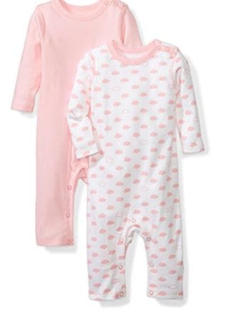 Baby Set Organic Long-Sleeve Snap-Shoulder Coveralls